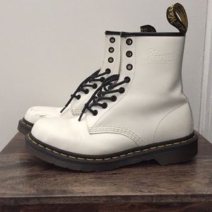 White Dr.Martens AirWair boots, size 8 US W